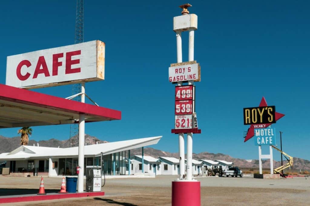Truck stop gas station and motel signs
