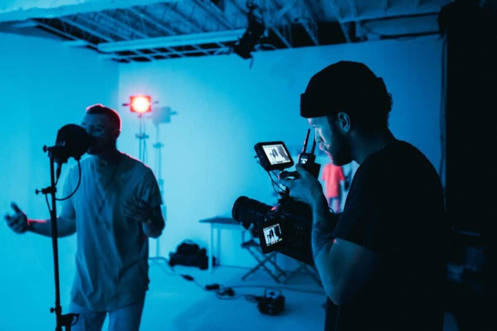 Man filming a music video